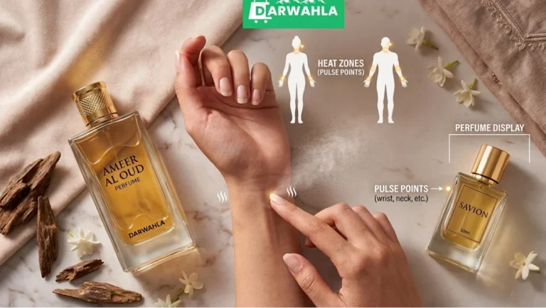 how to apply perfume display guide showing heat zones and expert application tips