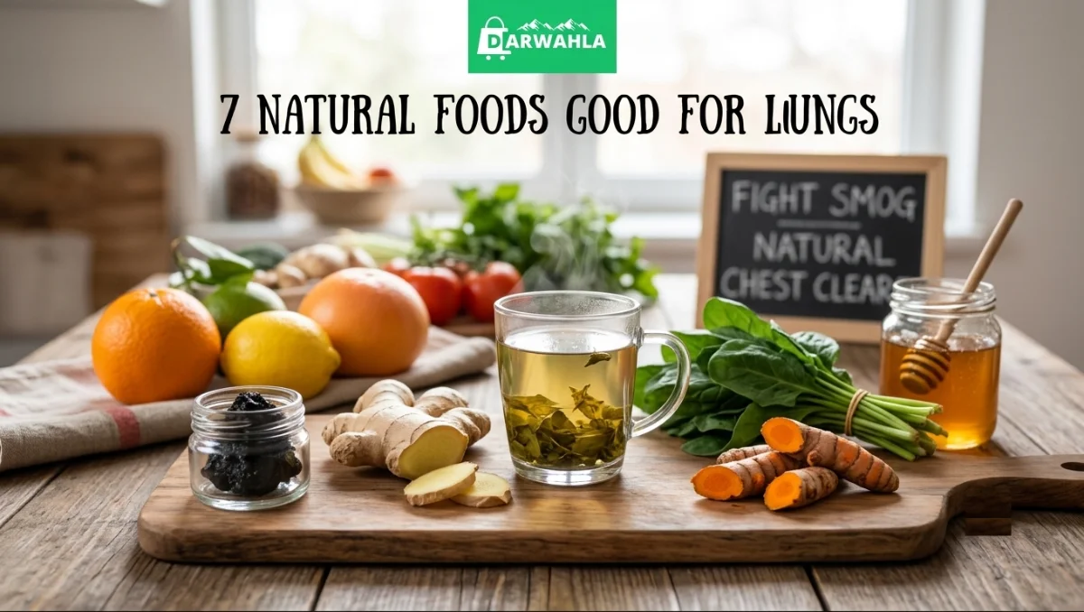 list of natural 7 Food Good For Lungs on table